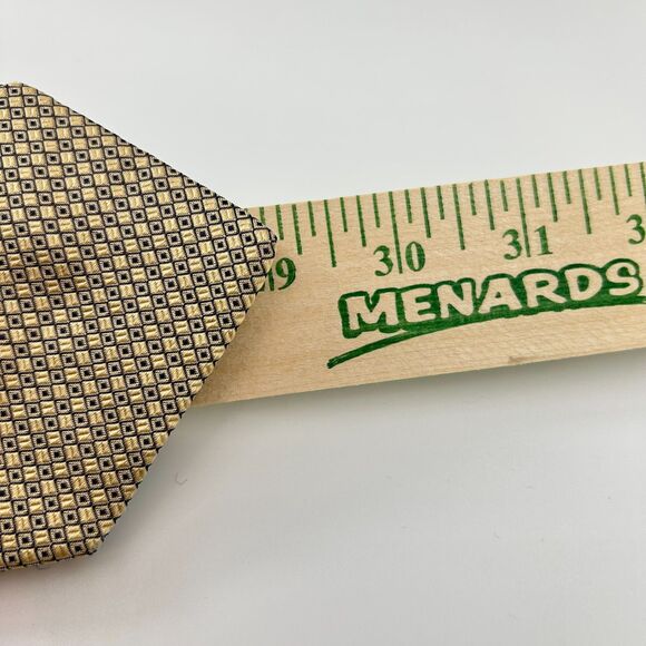 Tommy Hilfiger Yellow Navy Birdseye Dot Print 100% Silk Long Tie - Picture 10 of 10